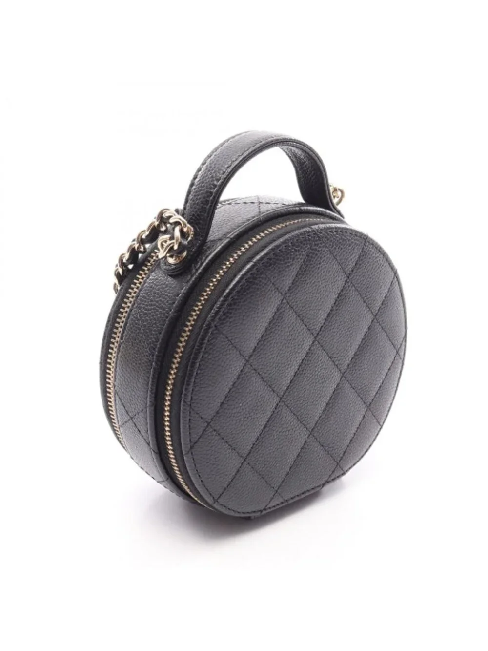 Chanel Shoulder Bag Small Vanity Quilted 2-Way Black